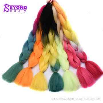 Hot Selling Wholesale Jumbo Ombre Braiding Hair For Crochet Braids Hair Expression Synthetic Braiding Hair Extensions 24 inch
